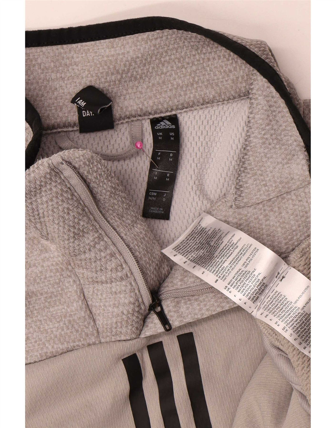 Top della tuta da ginnastica Adidas Climawarm Zip Neck da uomo in poliestere grigio medio