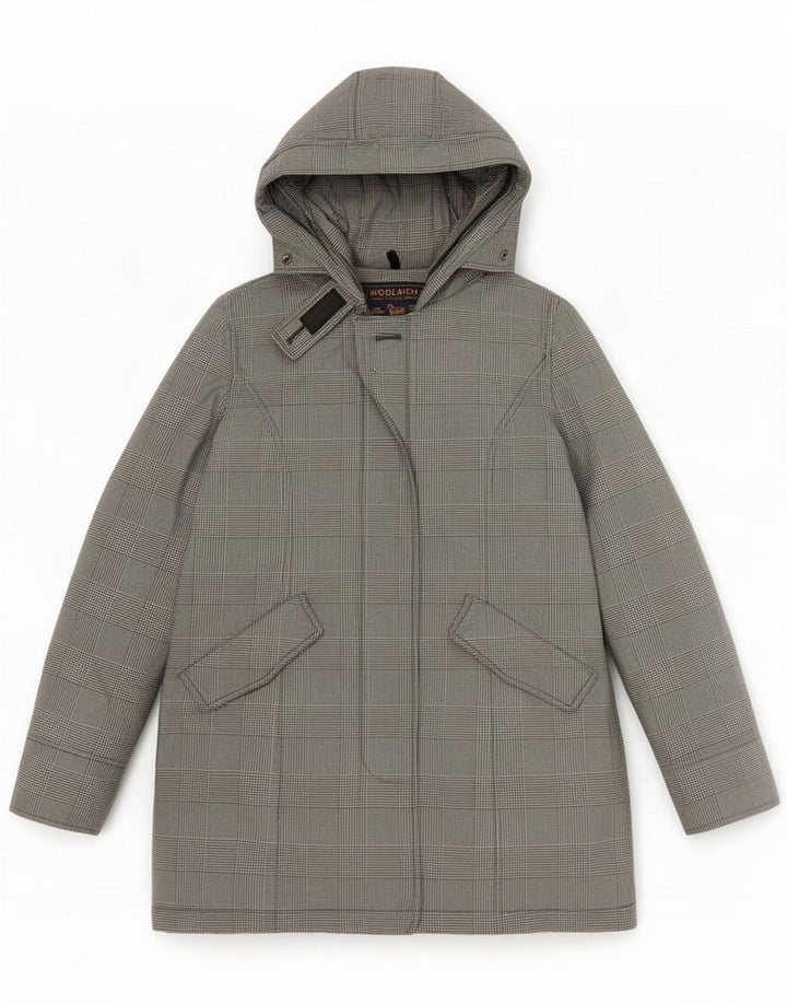 Woolrich Parka da uomo con cappuccio UK 14 cotone pied de poule nero medio
