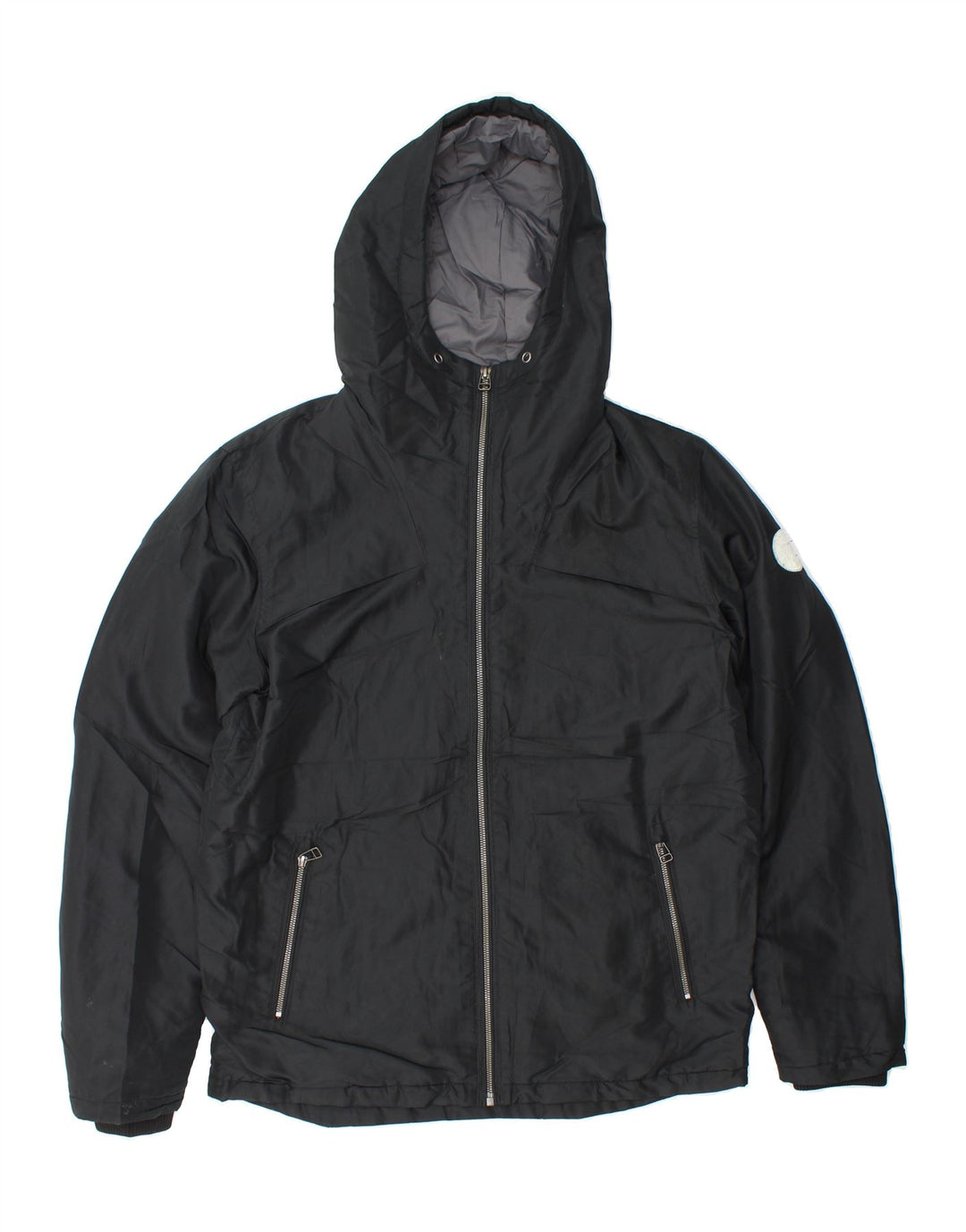 JACK & JONES Mens Hooded Windbreaker Jacket UK 38 Medium Black Vintage Jack & Jones and Second-Hand Jack & Jones from Messina Hembry 