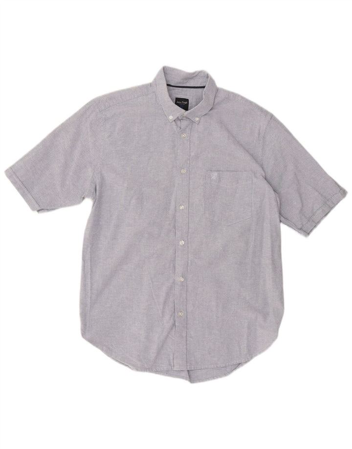 JAMES PRINGLE Mens Short Sleeve Shirt Large Blue Cotton