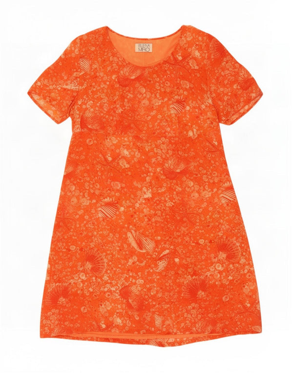 ELENA MIRO Abito da donna a trapezio con motivo astratto UK 24 4XL Viscosa arancione