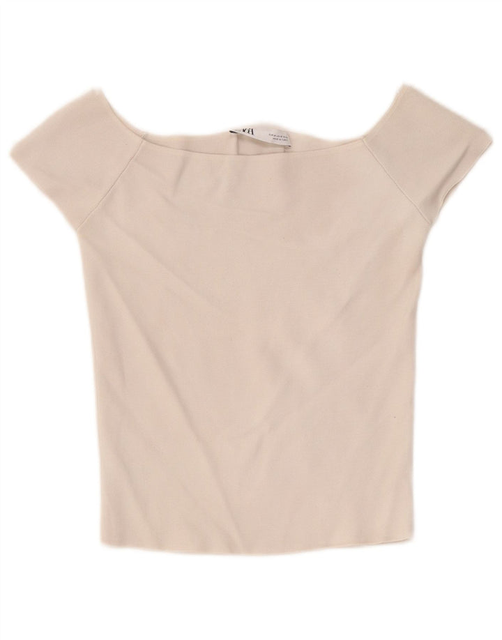 Top Zara da donna con spalle scoperte UK 12 bianco medio