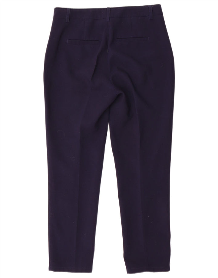 Pantaloni da abito slim da donna BENETTON UK 10 Small W30 L26 Poliestere blu navy