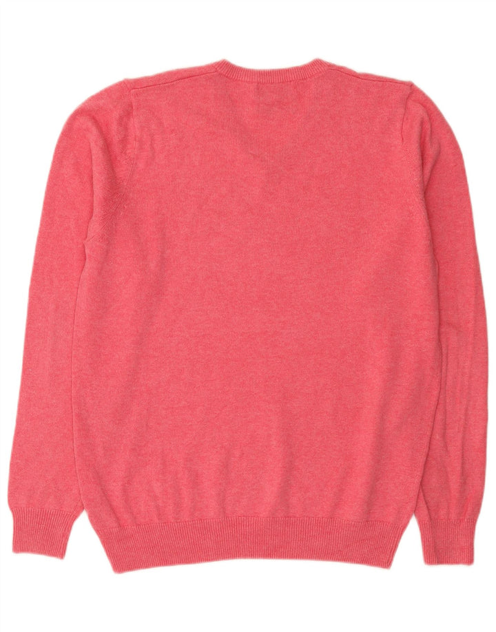 Maglione da uomo con scollo a V Marks & Spencer in cotone rosa medio