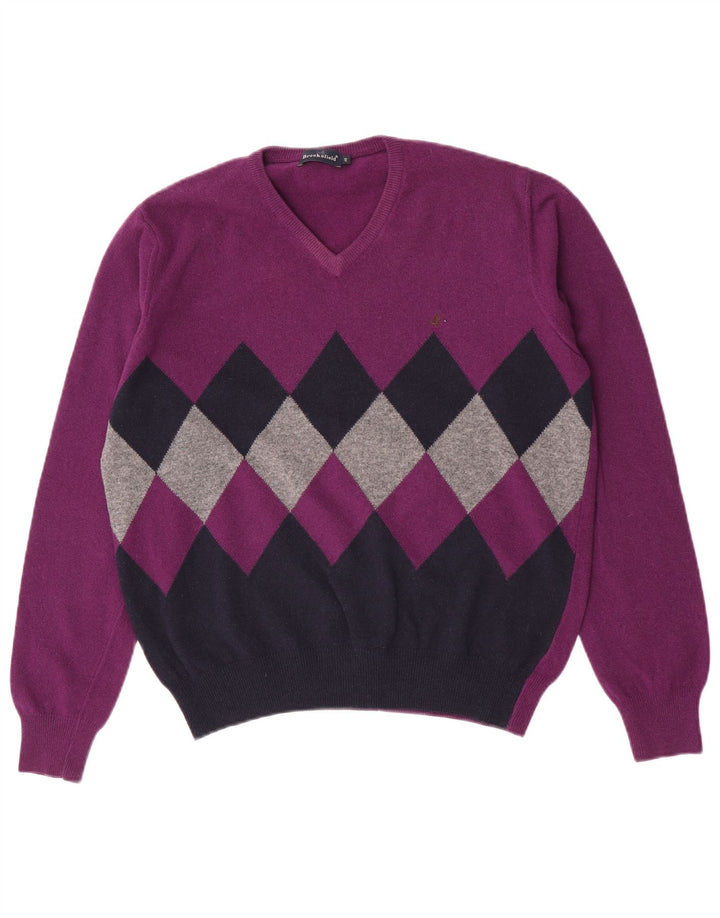 Maglione da uomo con scollo a V Brooksfield IT 48 Argyle/diamante viola medio