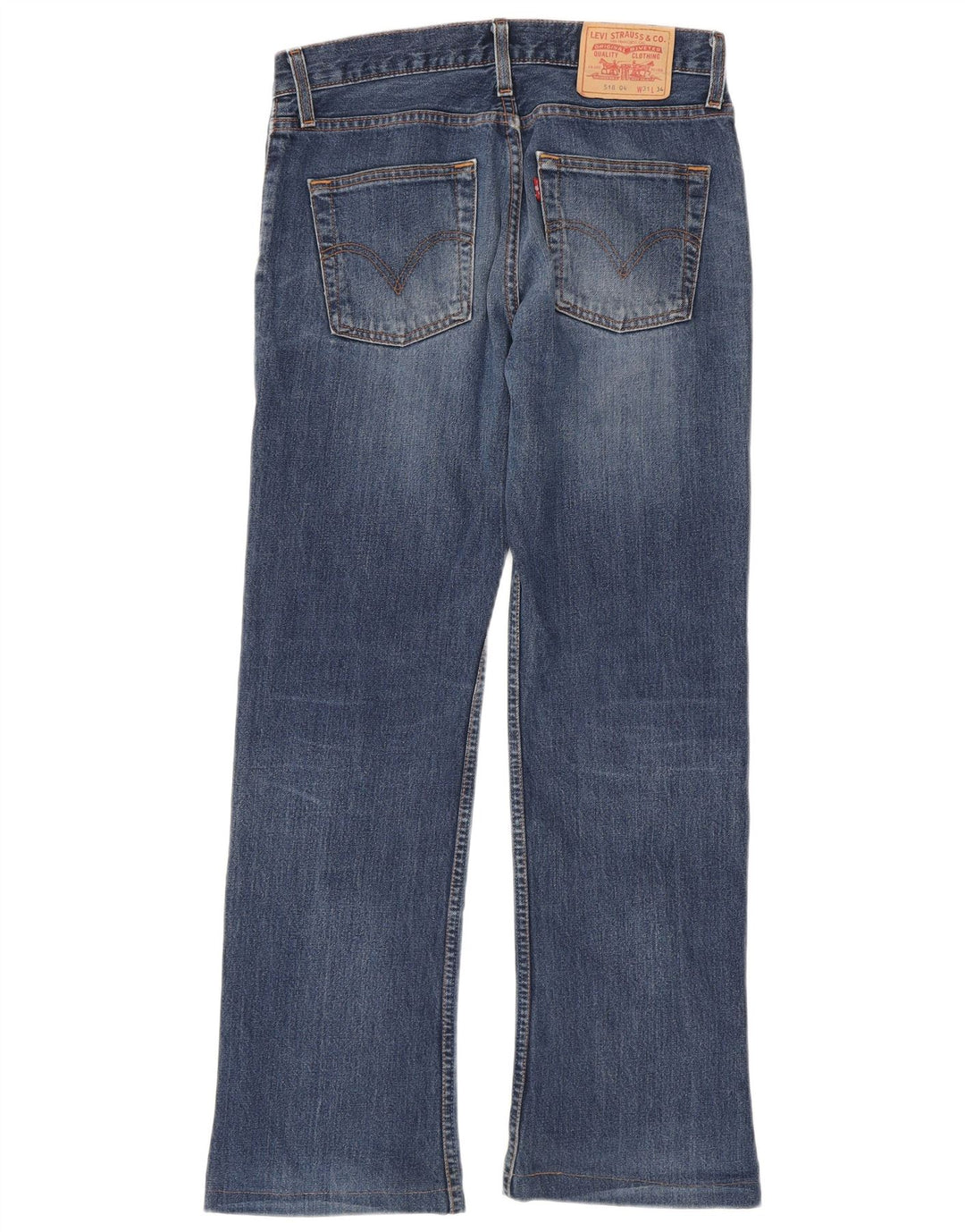 Levi's Uomo 518 Jeans Bootcut Distressed W31 L30 Cotone Blu