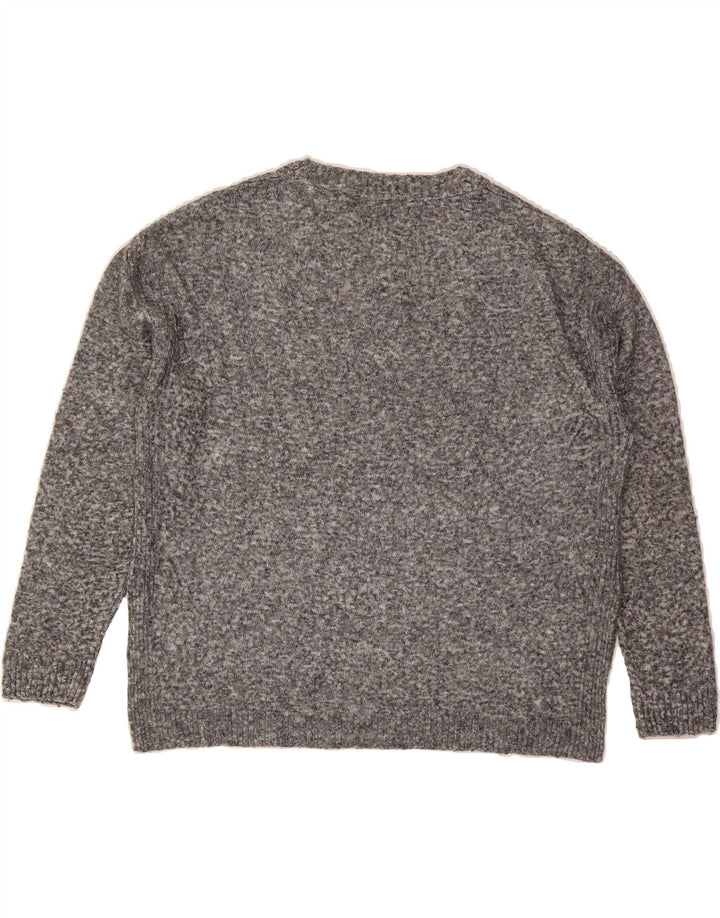 MARKS & SPENCER Womens Boat Neck Jumper Sweater UK 14 Medium Grey Flecked Vintage Marks & Spencer and Second-Hand Marks & Spencer from Messina Hembry 