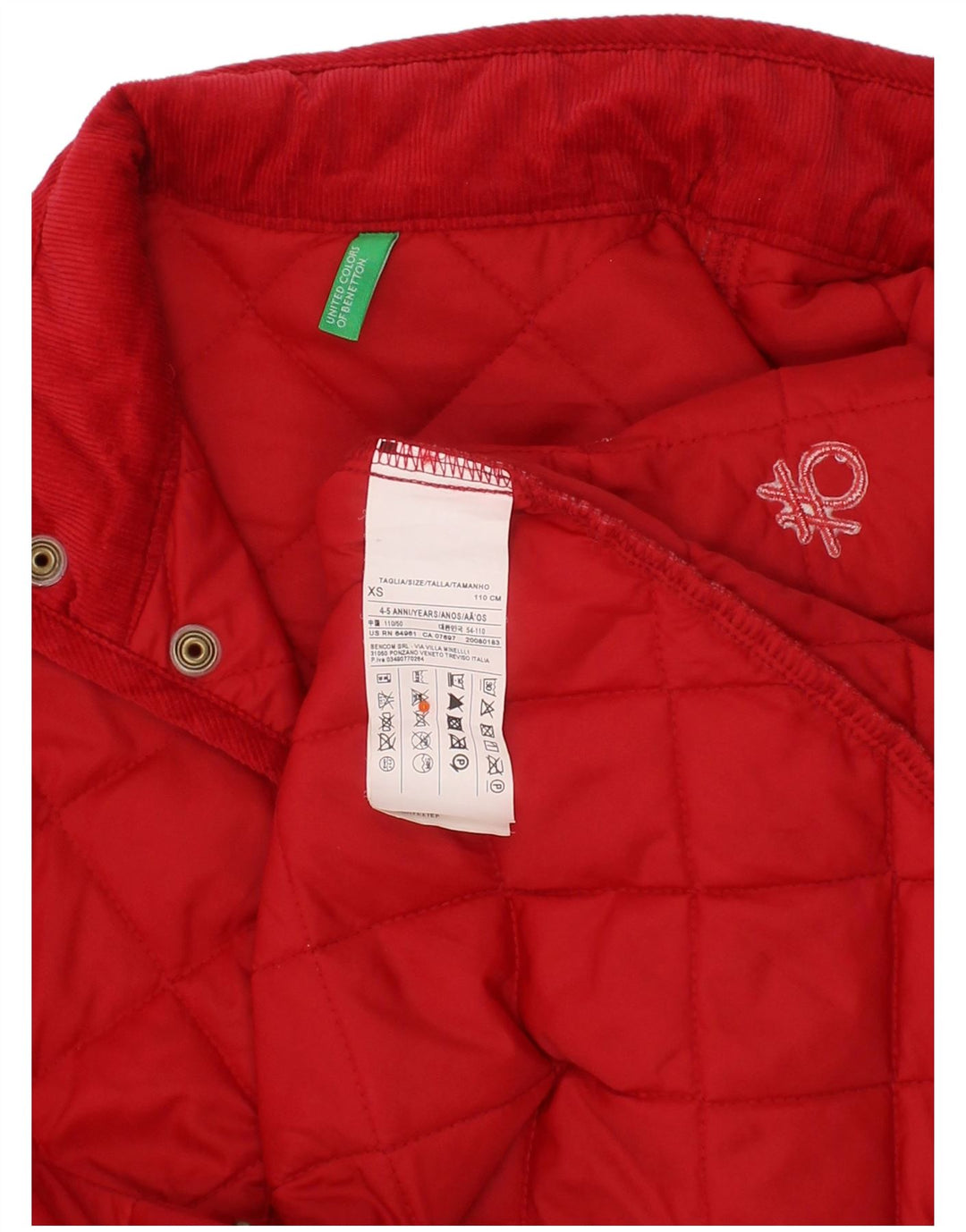 Giubbotto Trapuntato Bambina Benetton 4-5 Anni XS Rosso Poliammide