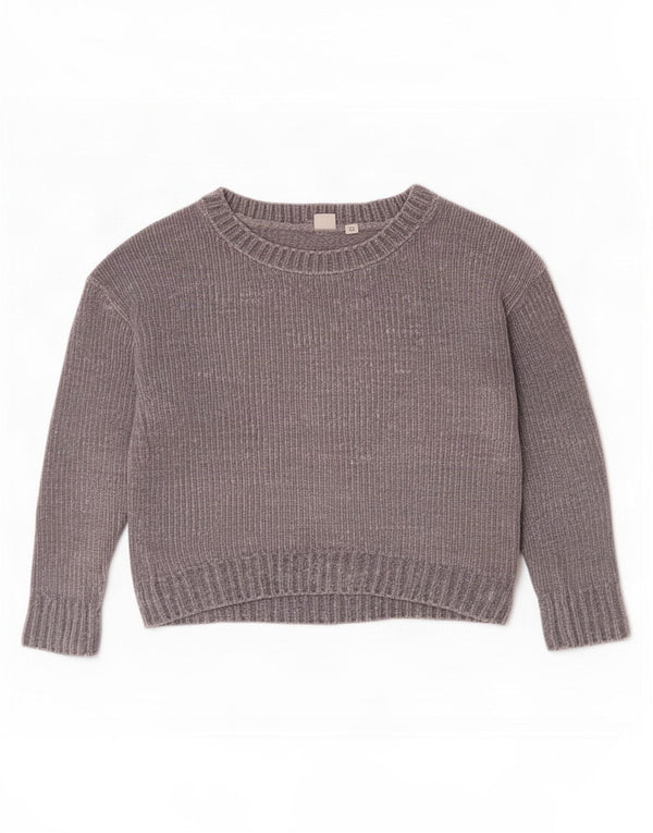 Gap Maglione da donna oversize corto in velluto con scollo a barca UK 6 XS Grigio