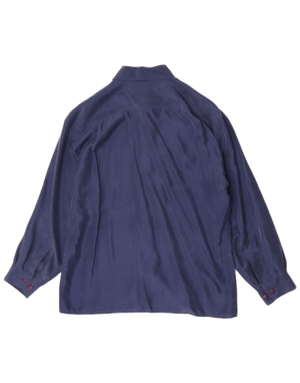 Camicia vintage da uomo in seta blu navy media