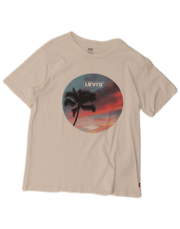 T-shirt grafica da donna Levi's Top UK 10 piccola in cotone bianco