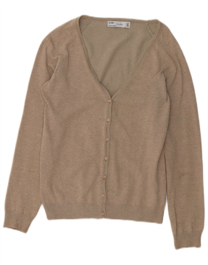 Maglione cardigan da donna Zara UK 14 grande nylon grigio