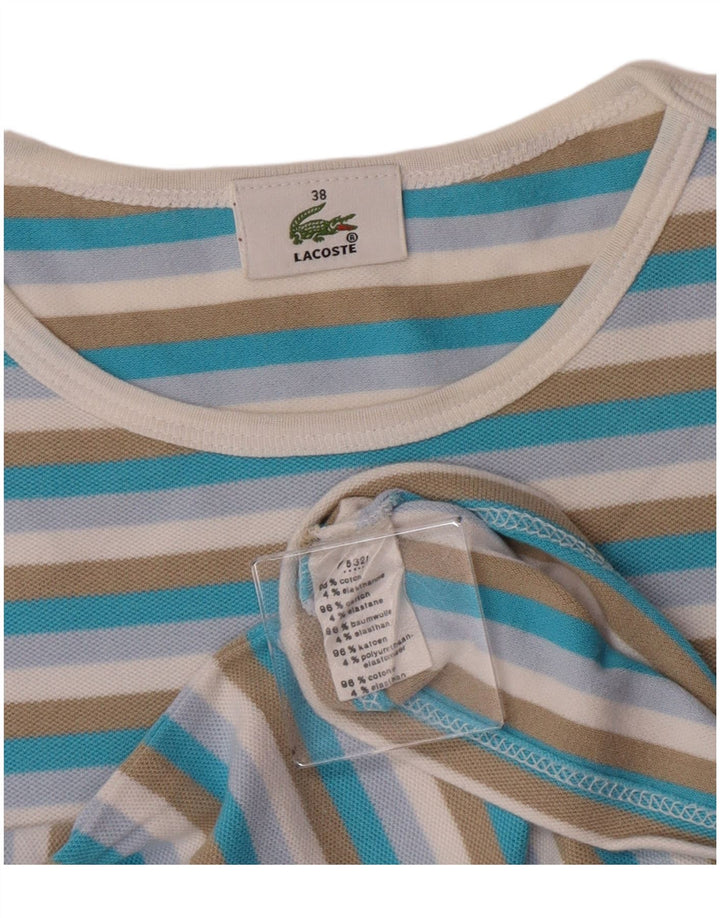 T-shirt corta da donna Lacoste taglia 38 media in cotone a righe multicolore