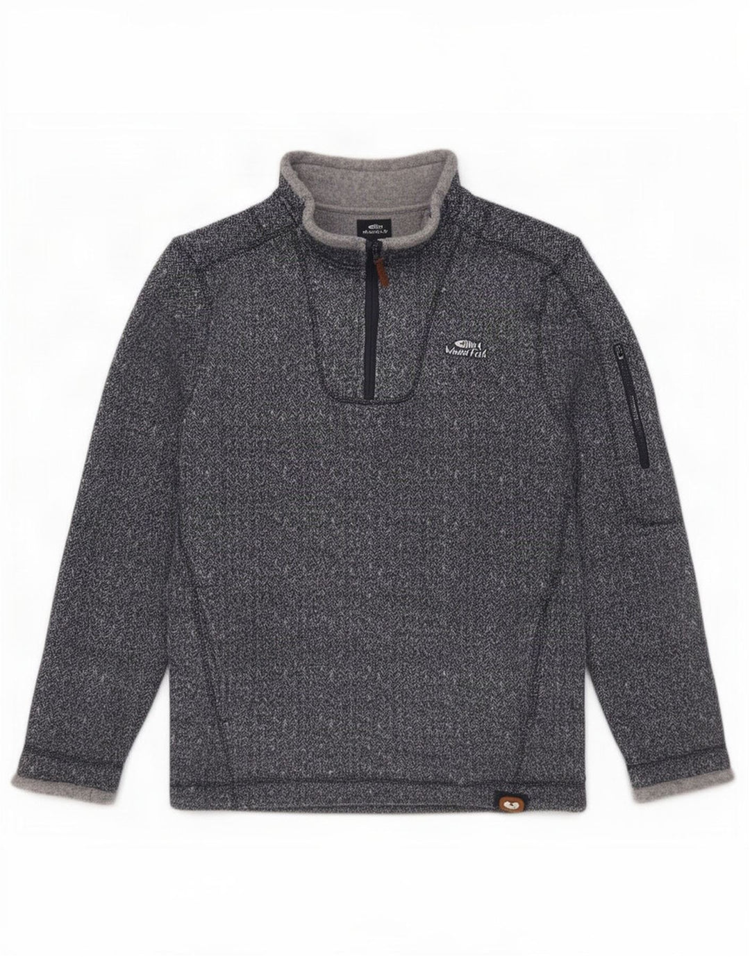 Felpa con collo con zip da uomo Weird Fish, media, blu navy screziato