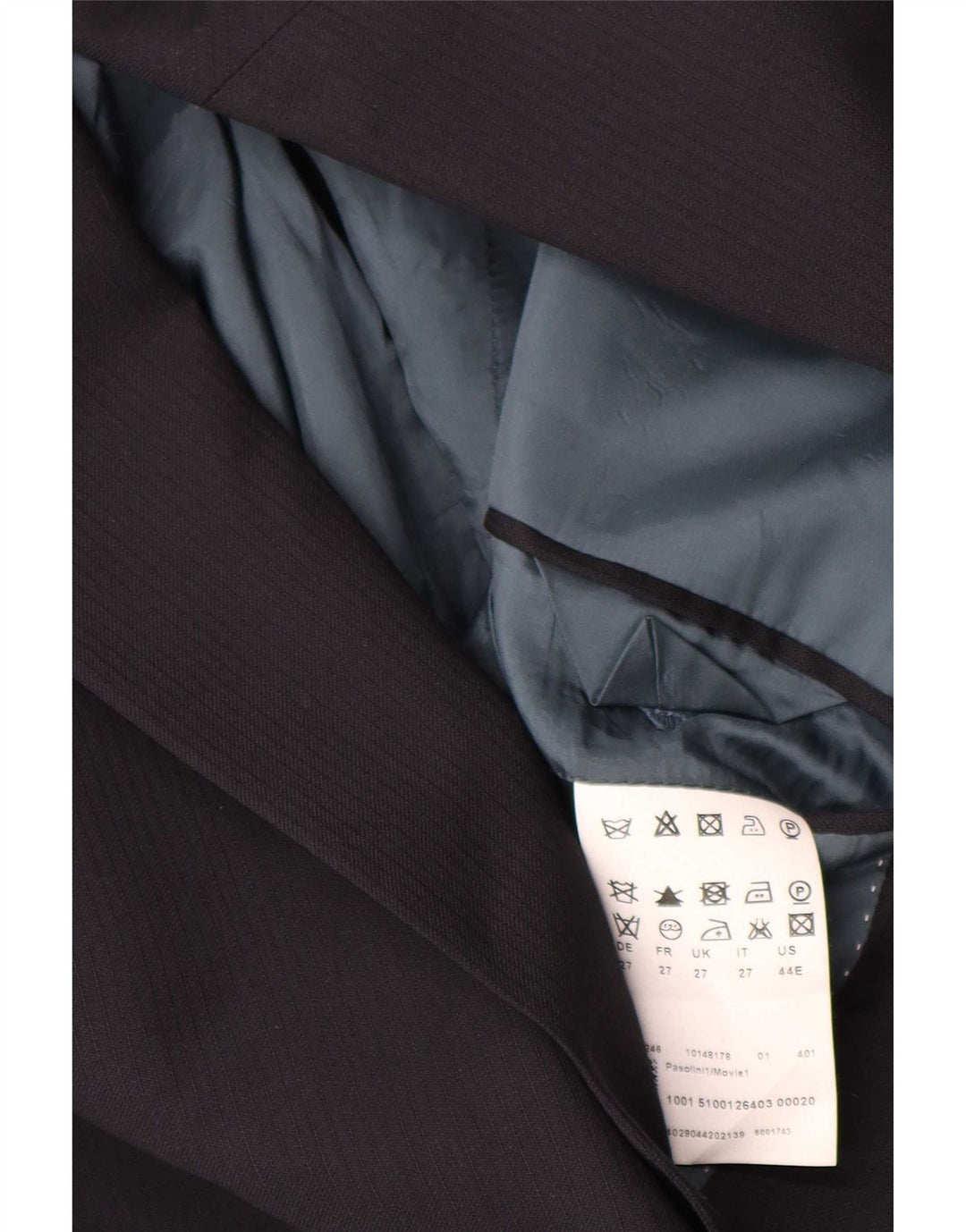 Giacca blazer da uomo a 2 bottoni Hugo Boss UK 42 XL Lana gessata blu navy