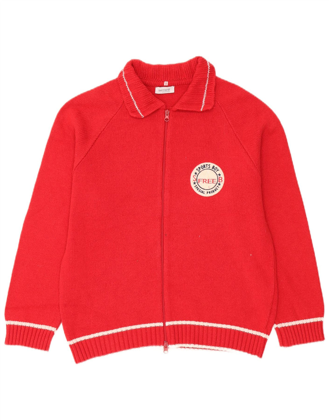 Maglione cardigan con zip intera grafica da donna Bernardi US 8 cotone rosso medio