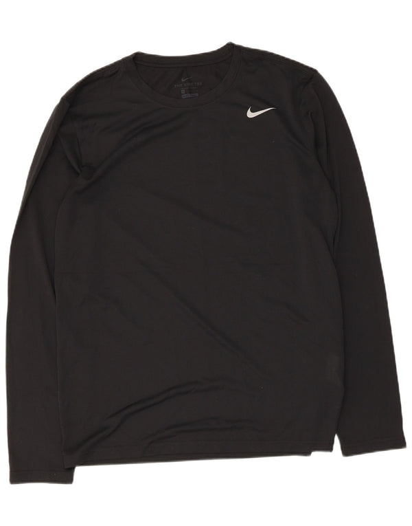 Maglia Nike Dri Fit da uomo a maniche lunghe, poliestere nero medio