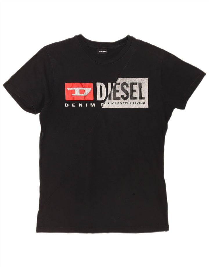 T-shirt grafica da uomo DIESEL Top piccola in cotone nero