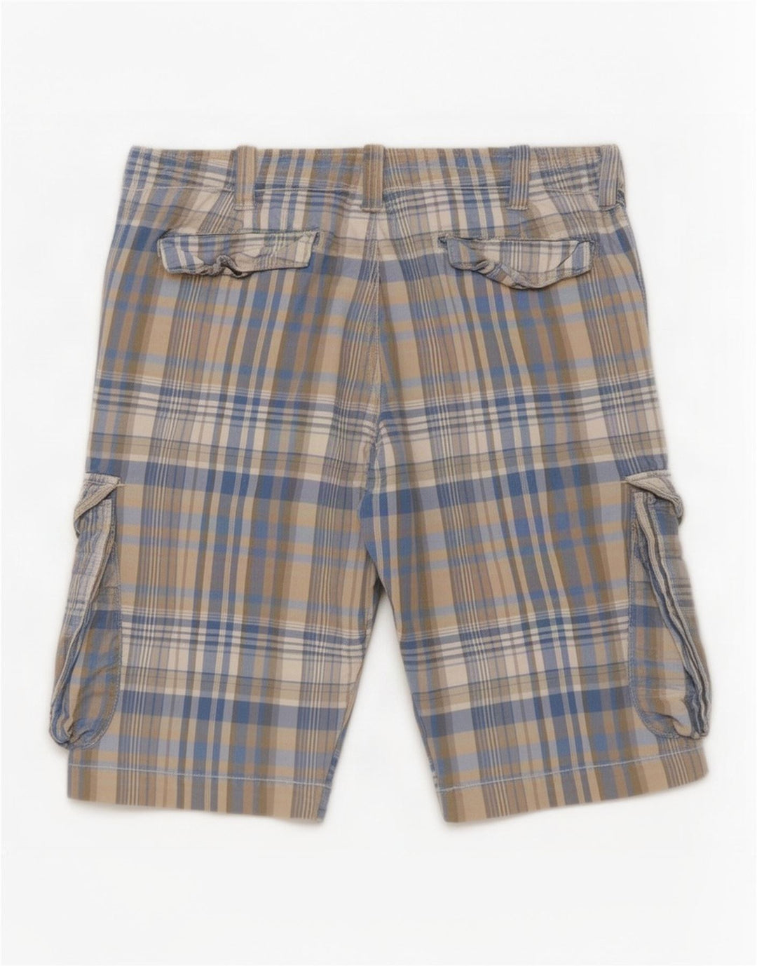 Pantaloncini cargo regolari da uomo Benetton W32 Plaid blu medio