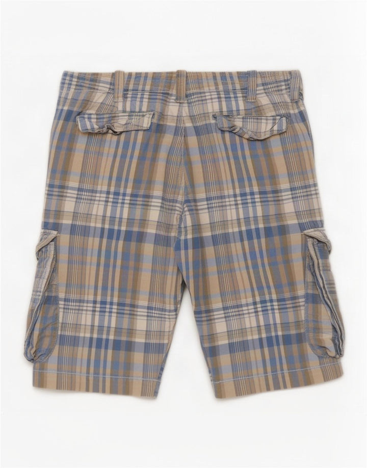 Pantaloncini cargo regolari da uomo Benetton W32 Plaid blu medio