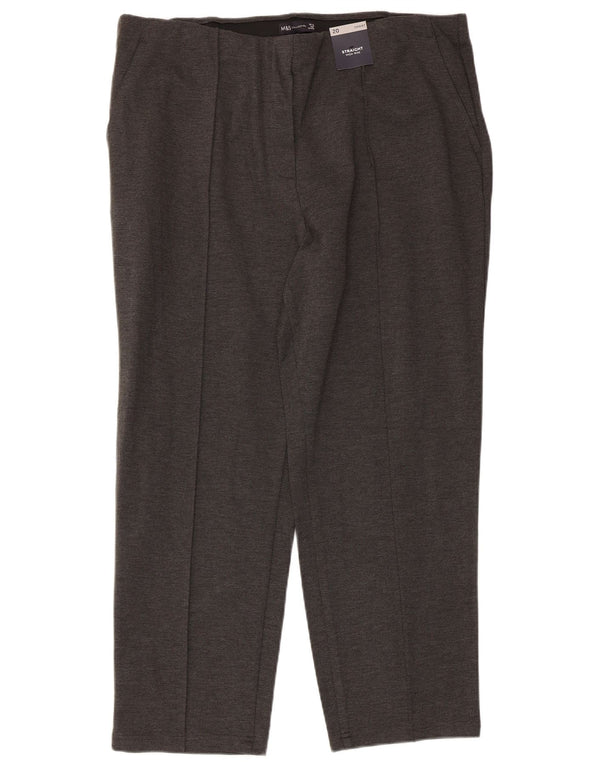 Pantaloni chino a vita alta da donna Marks & Spencer UK 20 2XL W38 L27 Grigio