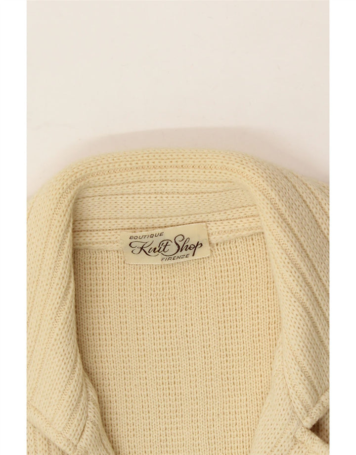VINTAGE Womens Cardigan Sweater UK 14 Medium Beige Wool Vintage Vintage and Second-Hand Vintage from Messina Hembry 
