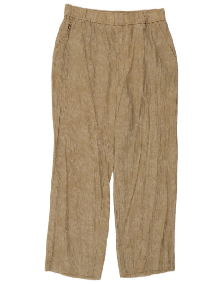 Pantaloni casual dritti da donna con motivo astratto Zara medi W30 L26 Beige