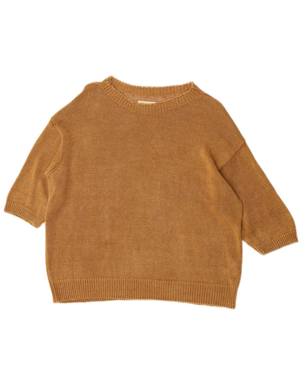 Maglione da donna con scollo a barca con maniche a 3/4 Toast UK 14 Lino beige medio