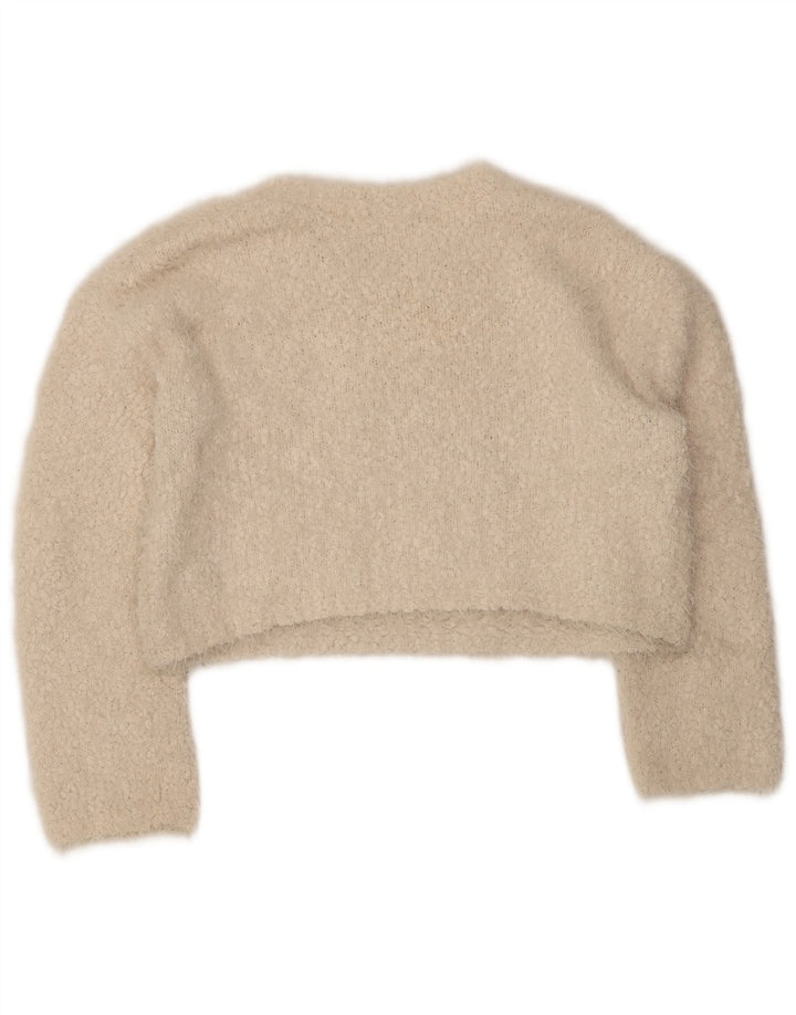 Maglione corto con scollo a barca da donna Zara UK 14 Poliestere beige medio