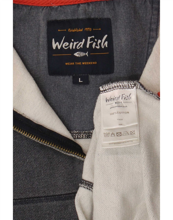 Felpa con collo con zip da uomo Weird Fish, grande cotone blu navy