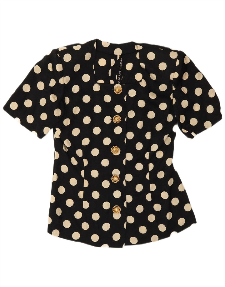 Set gonna vintage in 2 pezzi a maniche corte da donna UK 12 medio W28 nero