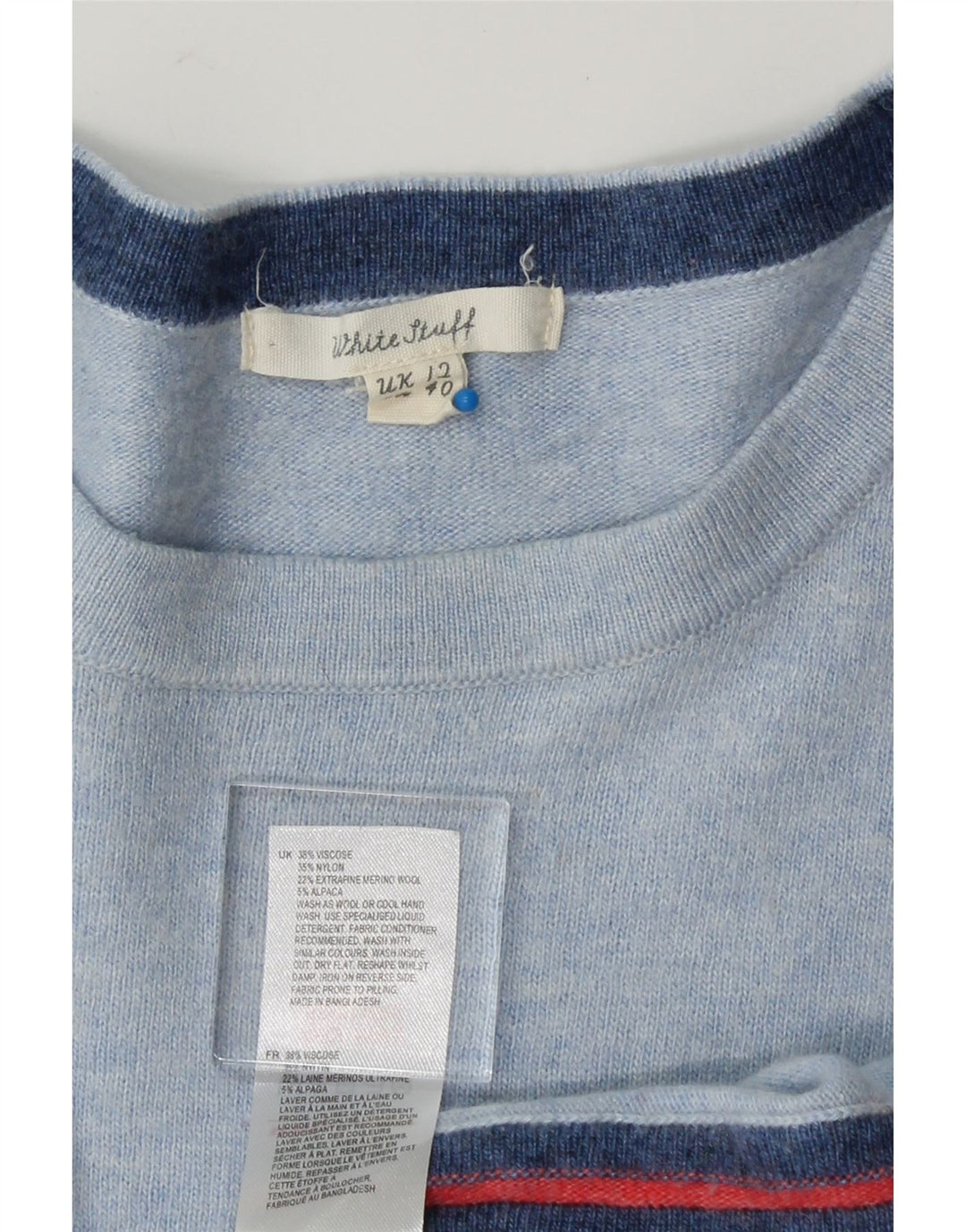 WHITE STUFF Womens Boat Neck Jumper Sweater UK 12 Medium Blue Viscose Vintage White Stuff and Second-Hand White Stuff from Messina Hembry 