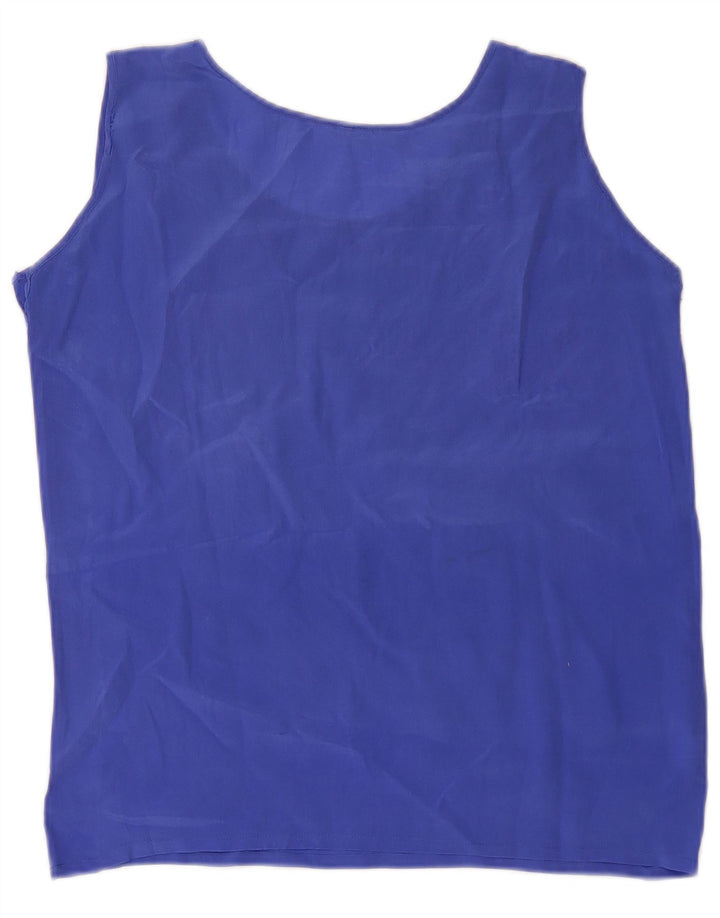 Canotta trasparente da donna vintage UK 8 piccola seta blu