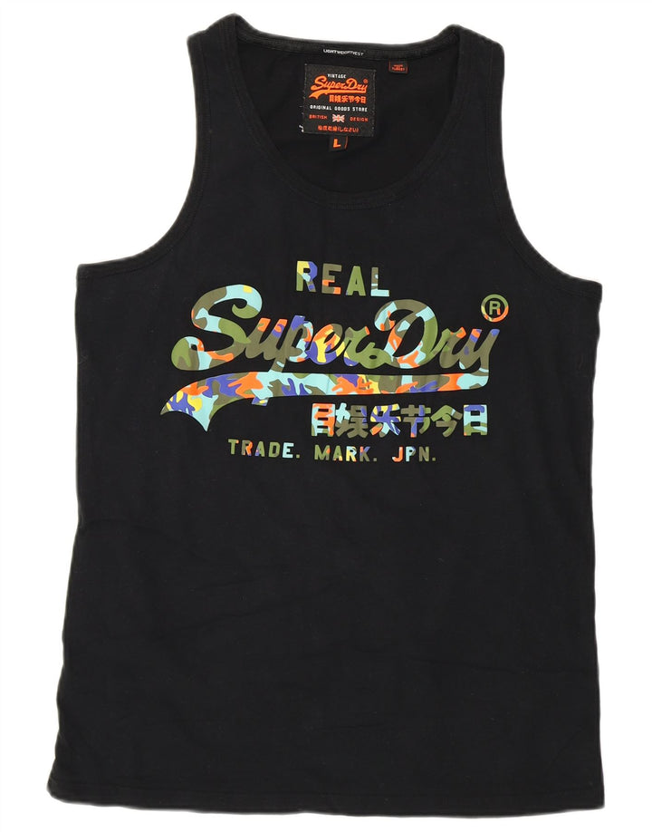 Canotta grafica da uomo Superdry grande in cotone nero