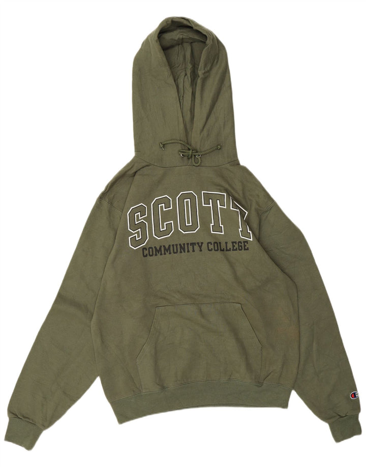 CHAMPION Mens Graphic Hoodie Jumper Small Green