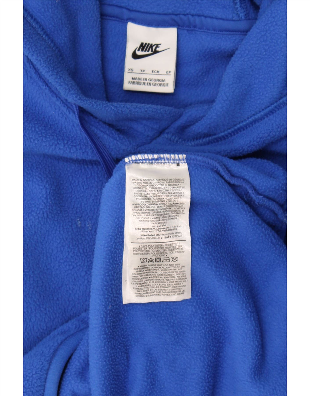Maglia in pile con cappuccio Nike da uomo XS blu poliestere