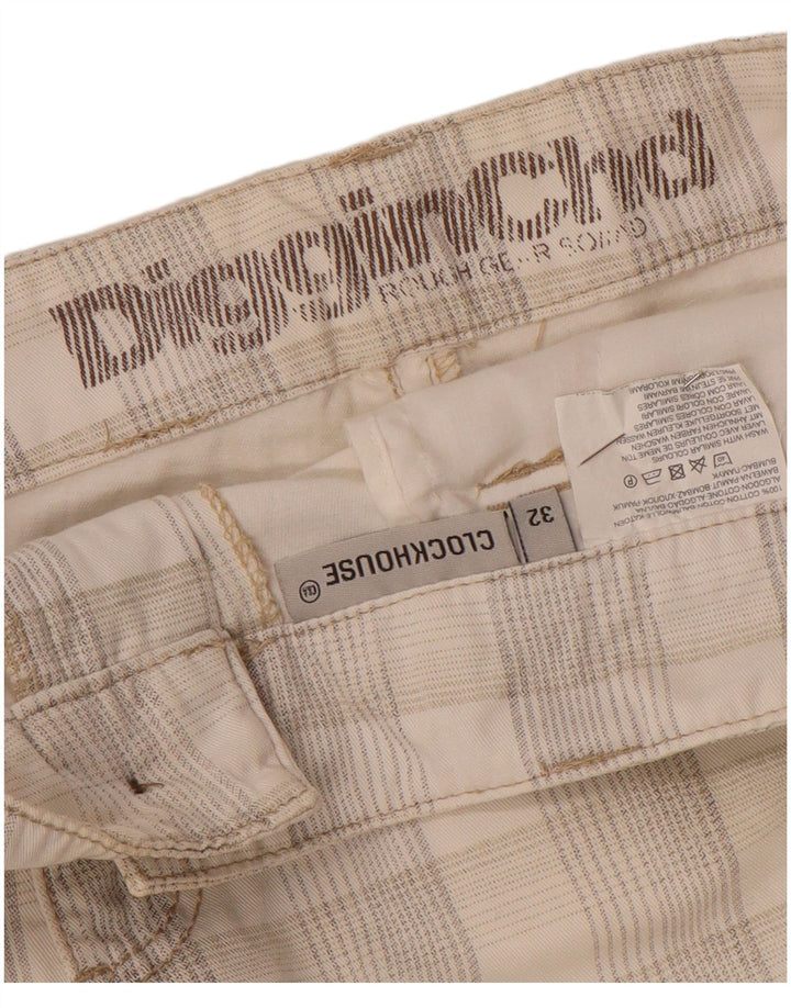 CLOCK HOUSE Pantaloncini cargo da uomo W32 cotone a quadri bianco sporco medio
