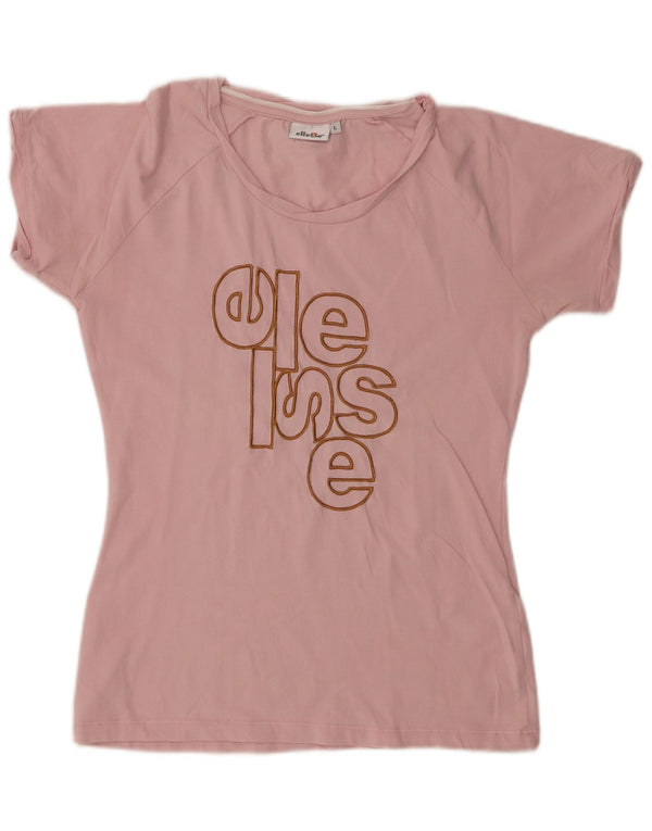 T-shirt grafica da donna Ellesse Top UK 14 grande cotone rosa