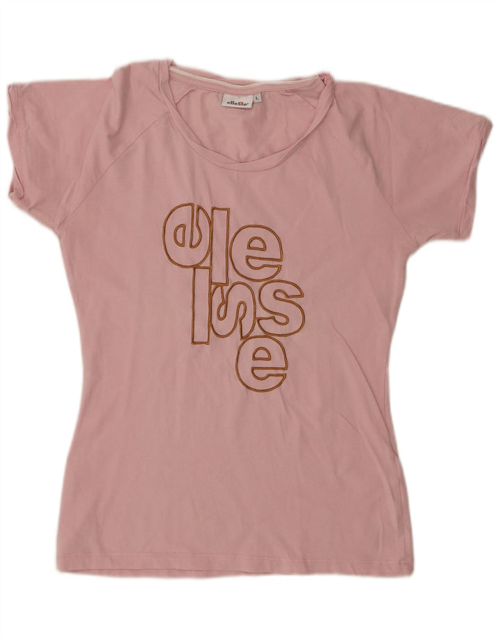 T-shirt grafica da donna Ellesse Top UK 14 grande cotone rosa