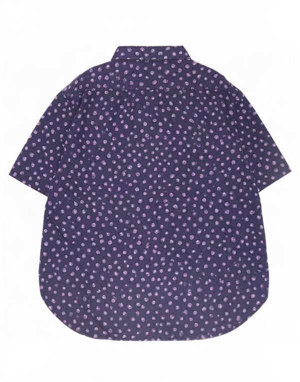 Camicia a maniche corte da uomo con motivo astratto Stefanel, cotone blu navy medio