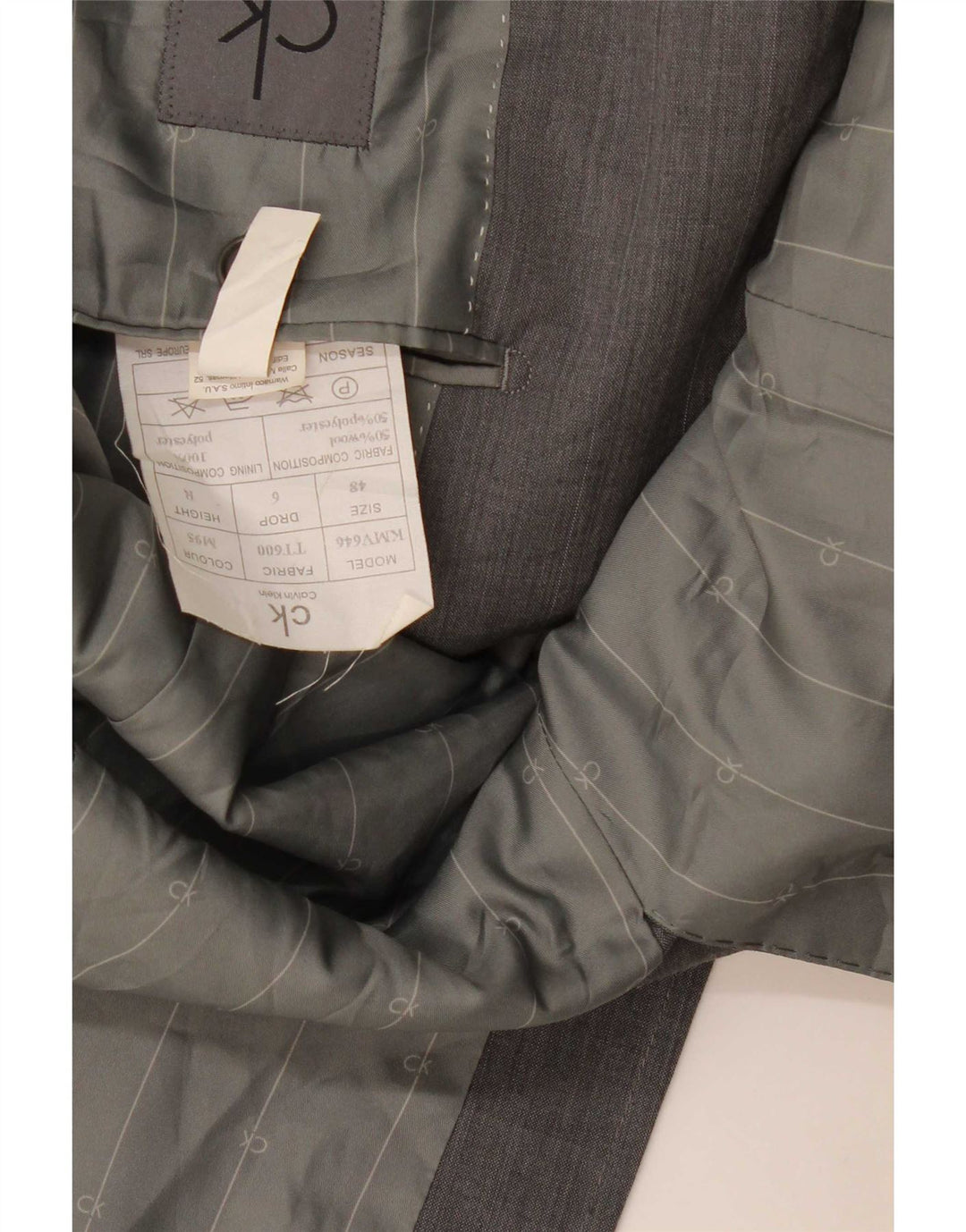 Giacca blazer a 2 bottoni da uomo Calvin Klein IT 48 lana grigio medio