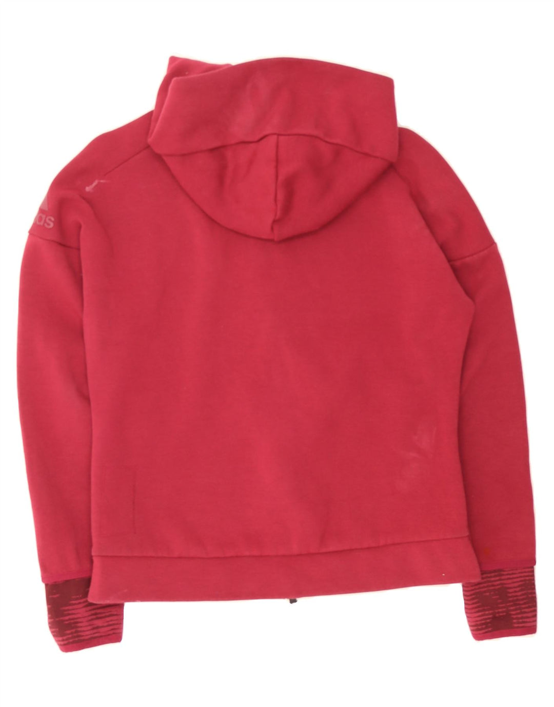 ADIDAS Womens Zip Hoodie Sweater UK 12/14 Medium Red Polyester Vintage Adidas and Second-Hand Adidas from Messina Hembry 
