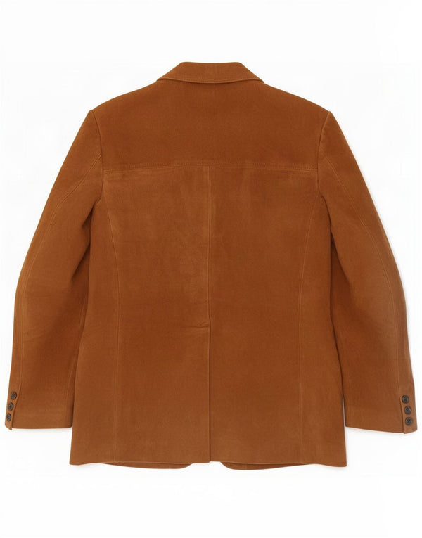 Giacca blazer vintage da uomo in pelle scamosciata a 3 bottoni IT 50 grande marrone