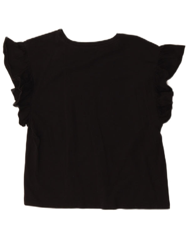 T-shirt corta da donna Zara UK 10 piccola in cotone nero
