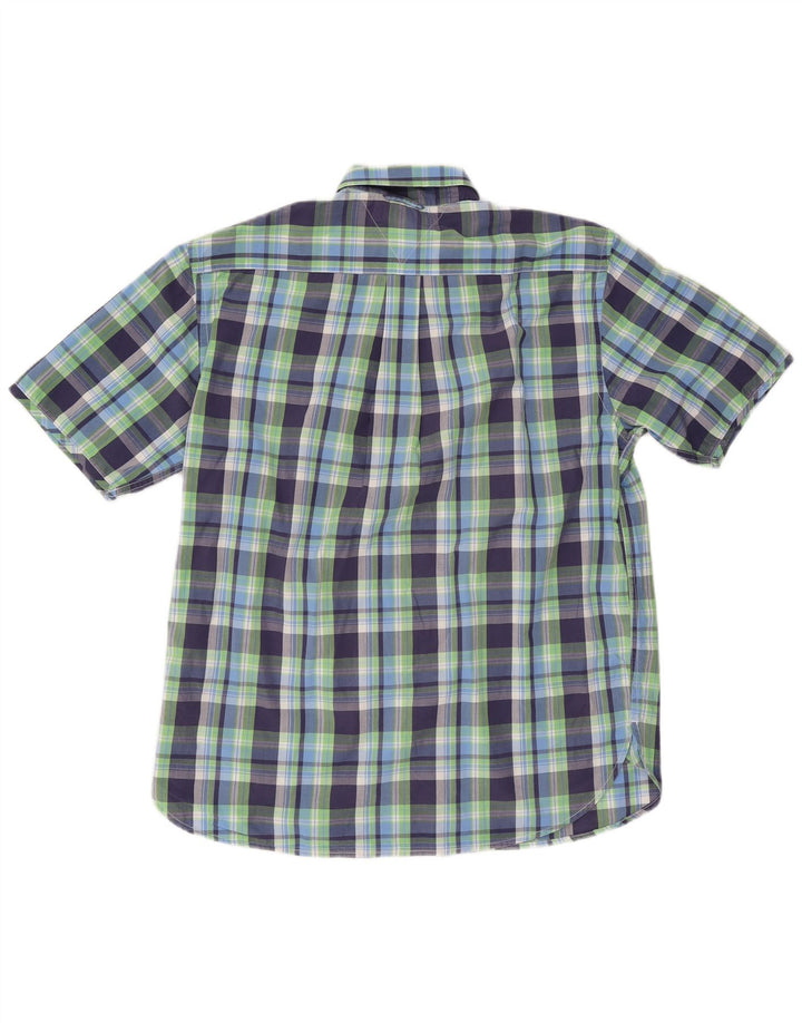 Camicia da uomo a maniche corte Regular Fit Tommy Hilfiger in cotone scozzese blu medio