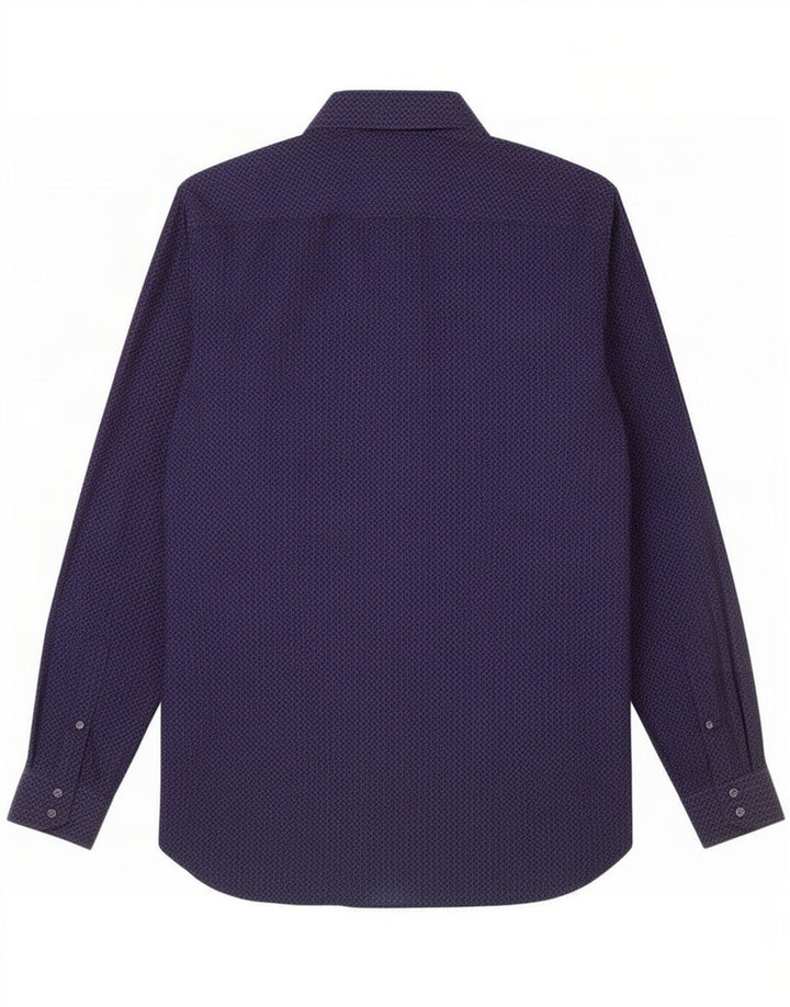 Camicia da uomo Ted Baker taglia 16 grande cotone geometrico blu navy