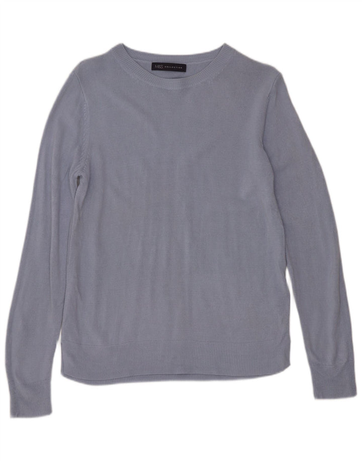 Maglione maglione girocollo da donna Marks & Spencer UK 10 piccolo acrilico blu