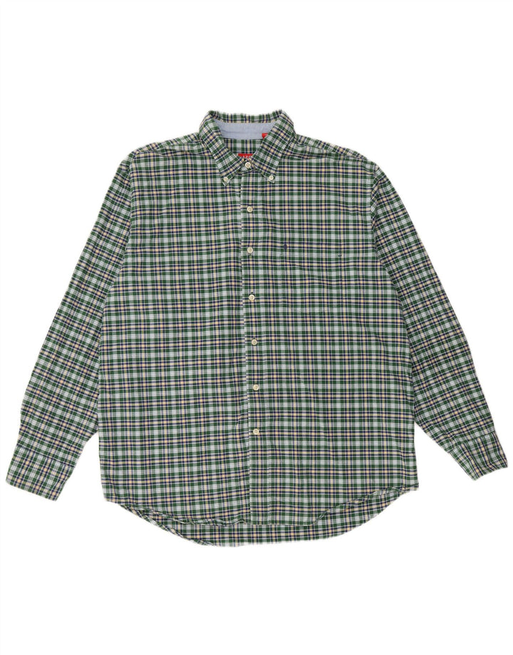 Camicia da uomo IZOD grande in cotone scozzese verde