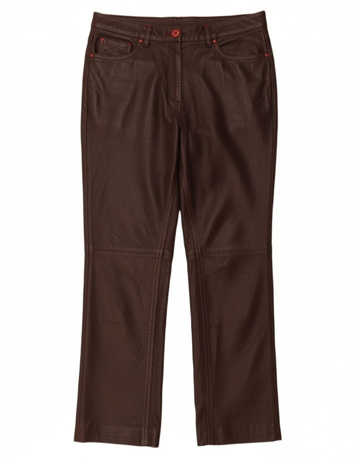 VINTAGE Womens Straight Trousers IT 44 Medium W30 L26 Maroon Leather