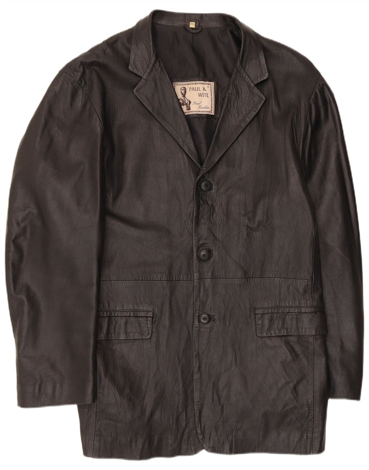Giacca in pelle da uomo Paul & Wite UK 44 2XL Pelle nera